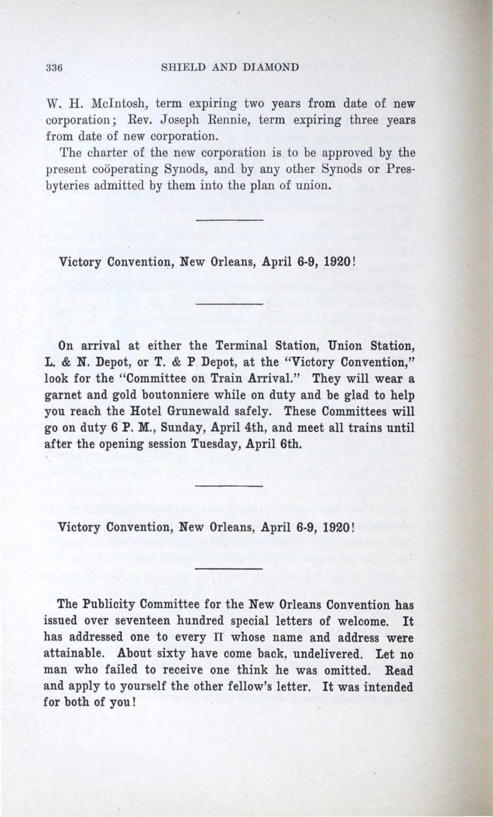 Victory Convention, New Orleans 8, February 1920